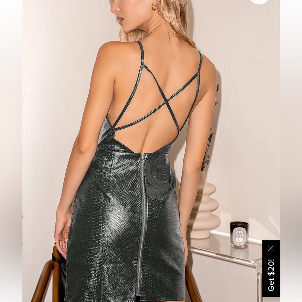 Lulu's Dark Green Textured Mini Dress